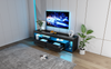 TV-Schrank 180x40x46 cm, Hochglanz Schwarz mit dimmbarer LED, 2 Schubladen und gehärtetem Glas, geeignet für 70 Zoll Bild 3
