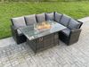 Fimous High Back Rattan Ecksofa Set Gartenmöbel Set Gas Feuerstelle Esstisch Gasheizung 6-Sitzer Bild 3