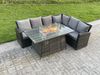 Fimous High Back Rattan Ecksofa Set Gartenmöbel Set Gas Feuerstelle Esstisch Gasheizung 6-Sitzer Bild 4