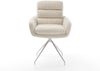 Esszimmerstuhl Abelia-Flex mit Armlehnen Cord Beige Kreuzgestell konisch Edelstahl Bild 2