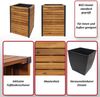 Pflanzkasten HWC-L23, Hochbeet Blumenkasten, Outdoor Akazie Holz FSC®-zertifiziert Aluminium ~ 60x42x42cm braun Bild 2