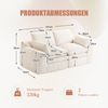2-Sitzer Sofa aus Cord mit Seitentaschen & Kissen, 191x94x85 cm, Beige Bild 5