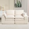 2-Sitzer Sofa aus Cord mit Seitentaschen & Kissen, 191 x 94 x 85 cm, Beige Bild 2