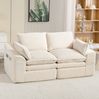 2-Sitzer Sofa aus Cord mit Seitentaschen & Kissen, 191 x 94 x 85 cm, Beige Bild 3