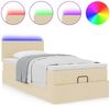 vidaXL Ottomane Bett mit Matratze & LEDs Creme 90x200 cm Stoff 3312199 Bild 5