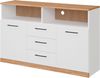 OTTO home Sideboard Ribe,130cm breit,80cm hoch,Oberplatte Holz massiv,6 Fächer, Oberplatte Eiche massiv,schwarze Metall Griffe Bild 2