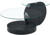 Couchtisch mit Sicherheitsglas, MDF in schwarzer Holzoptik, mehrstufiges Design, Glasplatten 44x90x70 cm Bild 4