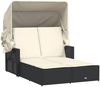 vidaXL Doppel-Sonnenliege mit Dach und Auflagen Schwarz Poly Rattan 365806 Bild 2