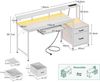 Schreibtisch mit Schubladen 140x48cm Weiß Steckdose USB LED für Büro Bild 3