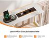 Schreibtisch mit Schubladen 140x48cm Weiß Steckdose USB LED für Büro Bild 4