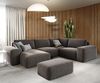 Wohnlandschaft Lanzo 300x210 cm Mikrofaser Khakibraun Recamiere variabel mit Hocker Bild 2