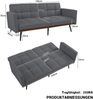 Flieks 2-Sitzer Sofa Bett, 5-fach verstellbare Rückenlehne & Fixe Armlehnen, Gästebett & Loveseat, Leinen-Mix, Grau Bild 4