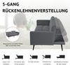 Flieks 2-Sitzer Sofa Bett, 5-fach verstellbare Rückenlehne & Fixe Armlehnen, Gästebett & Loveseat, Leinen-Mix, Grau Bild 5