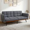 Flieks 2-Sitzer Sofa Bett, 5-fach verstellbare Rückenlehne & Fixe Armlehnen, Gästebett & Loveseat, Leinen-Mix, Grau Bild 1