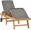 Sonnenliege, Gartenliege mit Auflage Massivholz Teak Dunkelgrau Bild 2