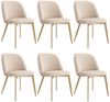 Flieks Esszimmerstuhl Gestell aus goldfarbenen Metall, Bezug aus Samtstoff (Set, 6 St), 6er Set Polsterstühle Küchenstuhl Wohnzimmerstuhl Beige Bild 3