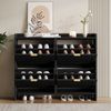Schuhschrank B110 x T24 x H90 cm, schwarz, mit 4 Klappenfächern und verstellbaren Einlegeböden Bild 2