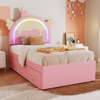 Kinderbett 90×200 cm mit Ausziehbett und Schubladen, Einhorn-Design, Rosa, ohne Matratze Bild 3