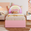 Kinderbett 90×200 cm mit Ausziehbett und Schubladen, Einhorn-Design, Rosa, ohne Matratze Bild 2