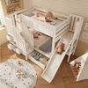 REDOM Hochbett Etagenbett mit Rutsche, Leiterschrank & großen Schubladen in Weiß (Packung, 1-St, Das praktische und spaßige Bett für Familien mit mehreren Kindern) 2x 90x200 cm, mit offenem Regal & inkl. Lattenrosten,ohne Matratze Bild 3