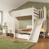 REDOM Hochbett Etagenbett mit Rutsche, Leiterschrank & großen Schubladen in Weiß (Packung, 1-St, Das praktische und spaßige Bett für Familien mit mehreren Kindern) 2x 90x200 cm, mit offenem Regal & inkl. Lattenrosten,ohne Matratze Bild 5