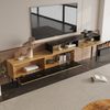 TV-Schrank 110 x 39 x 45 cm aus MDF in Natural Wood mit Marmor-Optik, Eisenbeine Bild 5