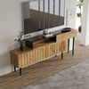 TV-Schrank 110 x 39 x 45 cm aus MDF in Natural Wood mit Marmor-Optik, Eisenbeine Bild 3