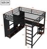 Merax Hochbett 160x200 mit LED-Beleuchtung und Schreibtisch (Etagenbett Jugendbett Einzelbett, 1-St, 204 x 165 x 180 cm) Metallbett Kinderbett mit offenem Kleiderstange, Ablagefach & Stauraum Bild 4