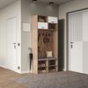 Merax Garderobenschrank Garderobenset, 2-in-1 Garderobenständer (1-St, mit Schuhschrank,5 Haken, 2 Türen, 6 offenen Fächern) Flurmöbel, Flurgarderobe, 80×185×30 cm Bild 4