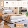 Merax Polsterbett, Doppelbett 160x200cm, mit UsB c steckdose Ladefunktion, Mit LED-Leuch, Kopfteil mit Staufach, Hydraulisch Stauraumbett, Beige Bild 5