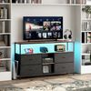 Gdood TV-Schrank Schreibtisch Beistelltisch LED (1-St, Höhenverstellbare Füße, 108 x 29.8 x 76.8 cm) Mit Schubladen und 7-farbigen variablen LED-Leuchten,PU-Stoffschublade Bild 5