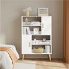 Yaheetech Bücherregal 4-Stufiges Standregal mit 2 Schrankfächern mit Türen, Modernes Offenes Standregal mit Holzfüßen Bild 2