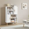 Yaheetech Bücherregal 4-Stufiges Standregal mit 2 Schrankfächern mit Türen, Modernes Offenes Standregal mit Holzfüßen Bild 3