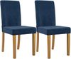 CLP 2er Set Esszimmerstuhl Ina Cordbezug gepolstert mit Rückenlehne und Holzbeinen,blau antik-hell Bild 1