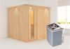 Karibu Sauna Rodin mit Dachkranz + 9kW Saunaofen mit integrierter Steuerung Energiespartür Bild 2