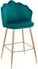 Barhocker Grün 2er Set 52 x 54 cm Samt Muscheldesign mit Metallgestell Gold Bild 2