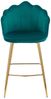 Barhocker Grün 2er Set 52 x 54 cm Samt Muscheldesign mit Metallgestell Gold Bild 3