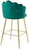 Barhocker Grün 2er Set 52 x 54 cm Samt Muscheldesign mit Metallgestell Gold Bild 5