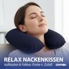 CEPEWA Nackenkissen Nackenkissen aufblasbar PVC schwarz grau blau 22cm ergonomisch faltbar Bild 3