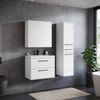 Badplaats Badezimmerschrank Florence 30 x 35 x 130 cm Weiß Hochglanz - Hoch Badschrank mit 2 Türen und 1 Schublade Bild 3