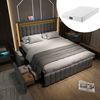 Polsterbett mit USB- und Typ-C-Anschluss, LED-Beleuchtung, 4 Schubladen, Stoffbett 160x200 cm,Grau,inklusive Matratze Bild 2