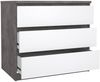 Dmora Kommode Artic, Mehrzweckkommode, Schlafzimmerkommode, Schrank mit Schubladen, 77x50 h70 cm, Zement und Glänzendes Weiß Bild 4