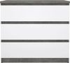 Dmora Kommode Artic, Mehrzweckkommode, Schlafzimmerkommode, Schrank mit Schubladen, 77x50 h70 cm, Zement und Glänzendes Weiß Bild 5