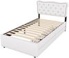 Bett Polsterbett 90x200 cm in Hellbeige mit Stauraum und verstellbarem Nachttisch,Hellbeige Bild 5