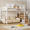 Bett 140x200 cm Hochbett mit Stauraum – Metallrahmen mit Ablage und Leiter, modernes Raumwunder Bild 3