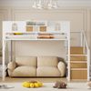 Bett 140x200 cm Hochbett mit Stauraum – Metallrahmen mit Ablage und Leiter, modernes Raumwunder Bild 2