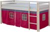 Kinderbett Hochbett Massiv Kiefer weiß pinker Vorhang Bild 2