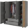 Bettso 'NELLY' Kleiderschrank mit Lamellen, Holzwerkstoff Grau 200x51x206 cm Bild 2