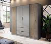 Bettso 'NELLY' Kleiderschrank mit Lamellen, Holzwerkstoff Grau 200x51x206 cm Bild 3
