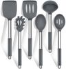 LuxusKollektion Kochbesteck-Set Küchenhelfer 6tlg Silikon Kochlöffel Edelstahl Grau Bild 5